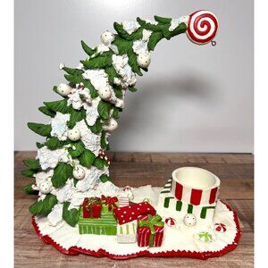 Whimsical Curved Christmas Tree Candle Holder, Ornament Holder